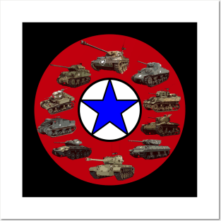 WW2 American Tanks Armored Vehicles Posters and Art